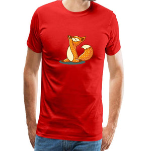 Men Cotton Short Sleeve Animal Fox Yoga Print Novelty Adult Unisex Red T-Shirts