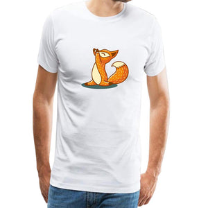 Men Cotton Short Sleeve Animal Fox Yoga Print Novelty Adult Unisex White T-Shirts