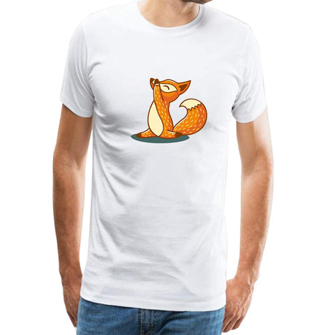 Men Cotton Short Sleeve Animal Fox Yoga Print Novelty Adult Unisex White T-Shirts