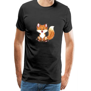 Men Cotton Short Sleeve Fox Wild Animals Print Novelty Adult Unisex Black T-Shirts