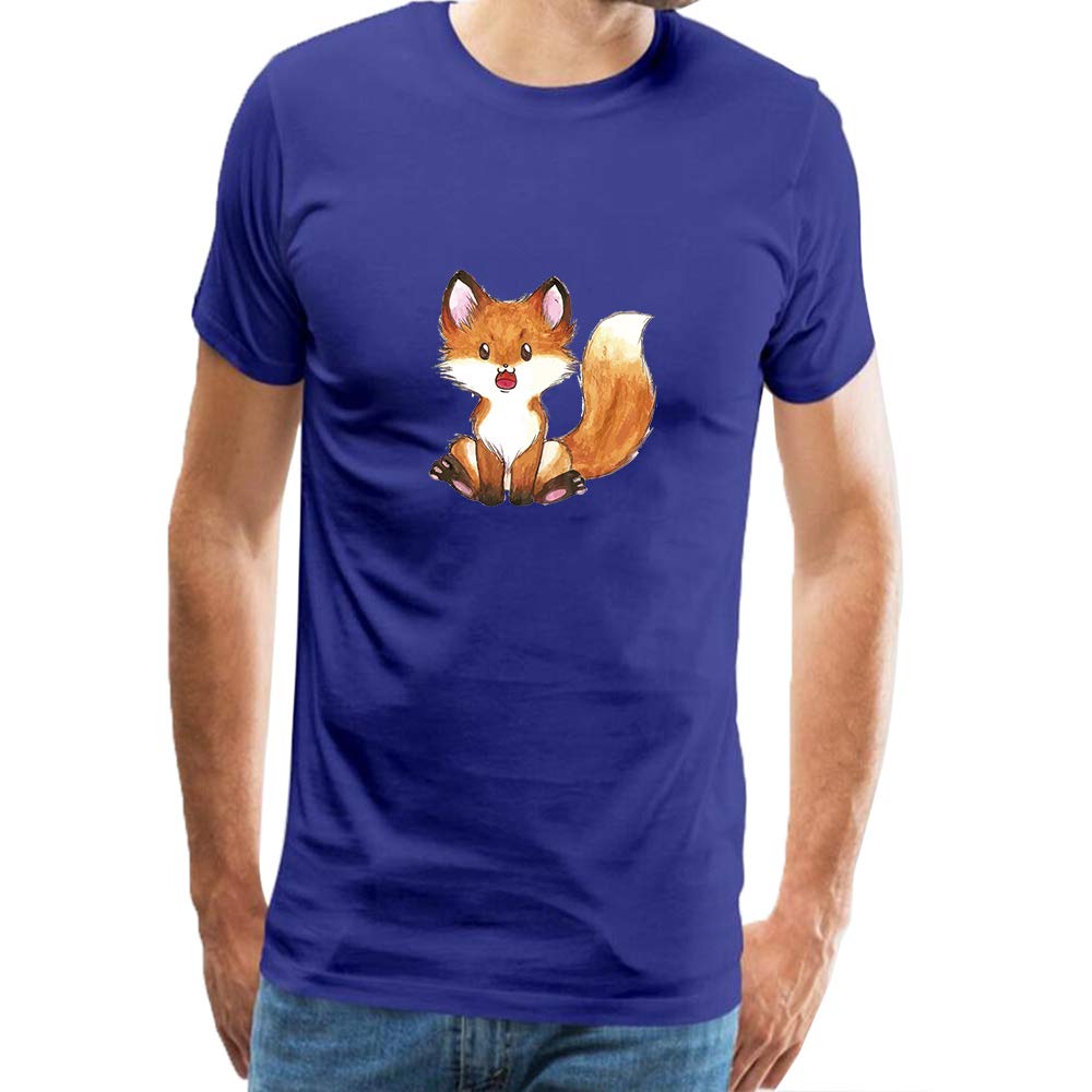 Men Cotton Short Sleeve Fox Wild Animals Print Novelty Adult Unisex Blue T-Shirts