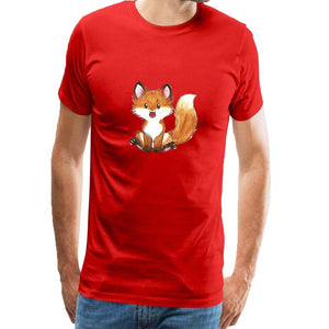 Men Cotton Short Sleeve Fox Wild Animals Print Novelty Adult Unisex Red T-Shirts