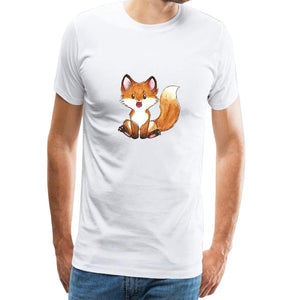 Men Cotton Short Sleeve Fox Wild Animals Print Novelty Adult Unisex White T-Shirts