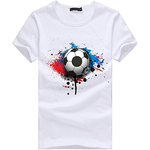 Men Graphic Tops Summer 3D Soccer Printing Short Sleeve Fashion White T-Shirts