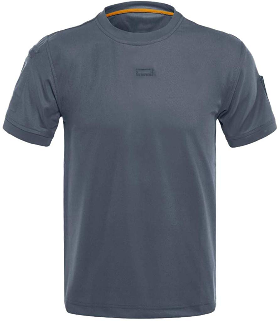 Men Sport Solid,Fineser Mens Slim Tactical Short Sleeve Casual Elastic Quick Dry Training Workout Tops Gray T-Shirts