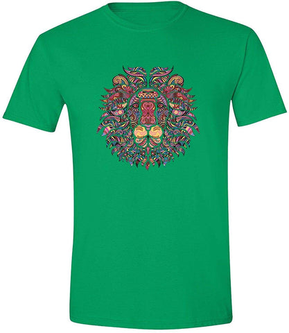 Men' ion Rasta Reggae Pink Tribal Animal Crewneck Short Sleeve Green T-Shirts