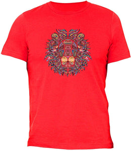 Men' ion Rasta Reggae Pink Tribal Animal Crewneck Short Sleeve Red T-Shirts