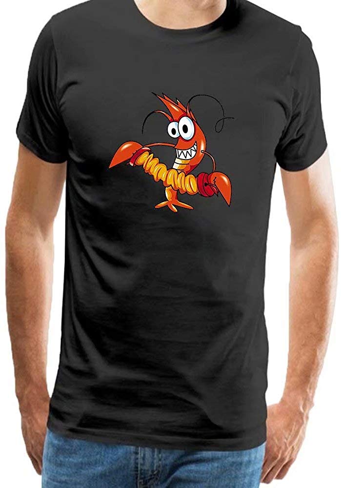 Men obster Animal Seafood Adult Short Sleeves Graphic Novelty Black T-Shirts