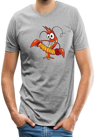 Men obster Animal Seafood Adult Short Sleeves Graphic Novelty Grey T-Shirts