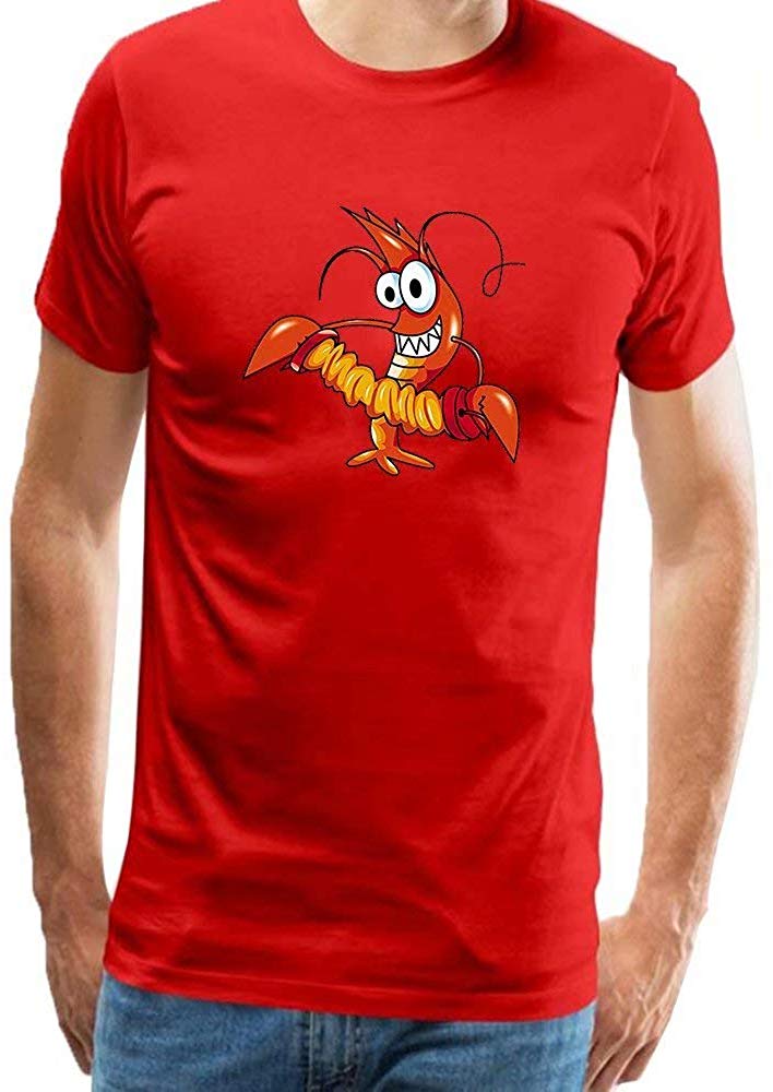 Men obster Animal Seafood Adult Short Sleeves Graphic Novelty Red T-Shirts