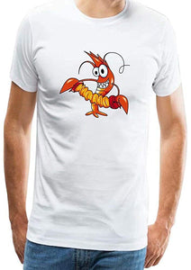 Men obster Animal Seafood Adult Short Sleeves Graphic Novelty White T-Shirts