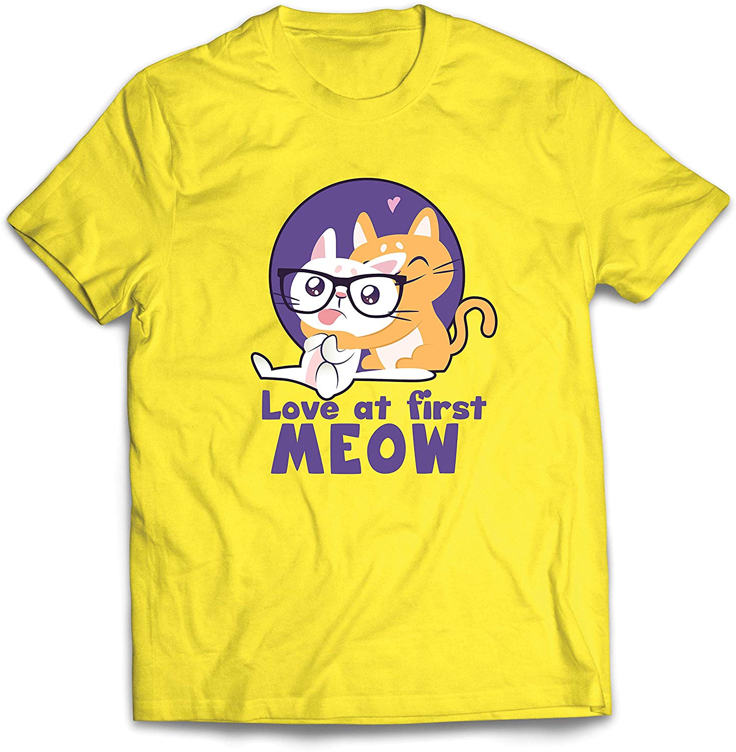 Men' ove at First Meow Cute Adorable Cats Cuddle Kittens Yellow T-Shirts