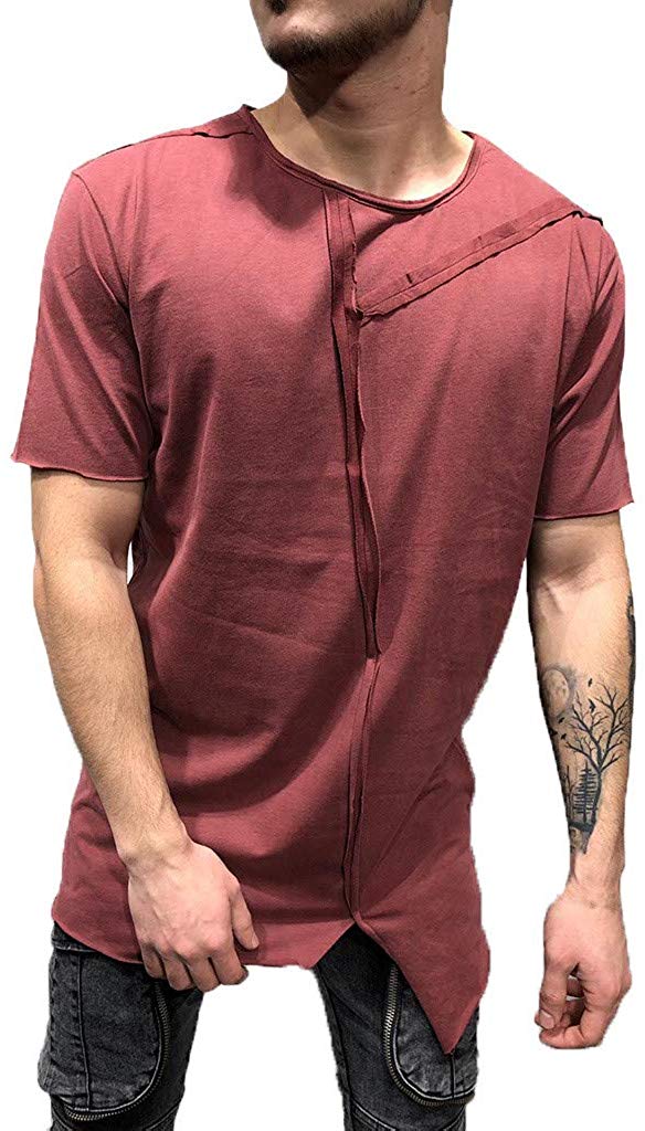 Men's Active Athletic Crew Spring And Autumn Casual Sports Short Sleeve Top Red T-Shirts