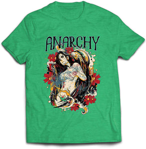 Men's Anarchy-Dia de Muertos-Day of The Dead Skull Green T-Shirts