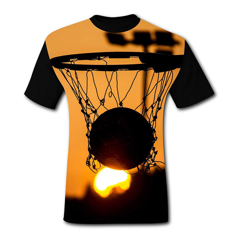 Men's Basketball Game O-Neck Print Cool Short Sleeve Black T-Shirts