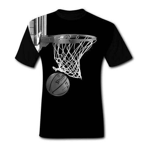 Men's Basketball O-Neck Print Cool Short Sleeve Black T-Shirts