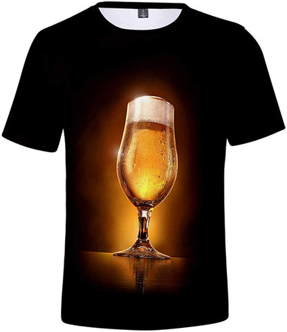 Men's Beer Festival Fashion 3D Printed Casual Short Sleeve Tops Black T-Shirts