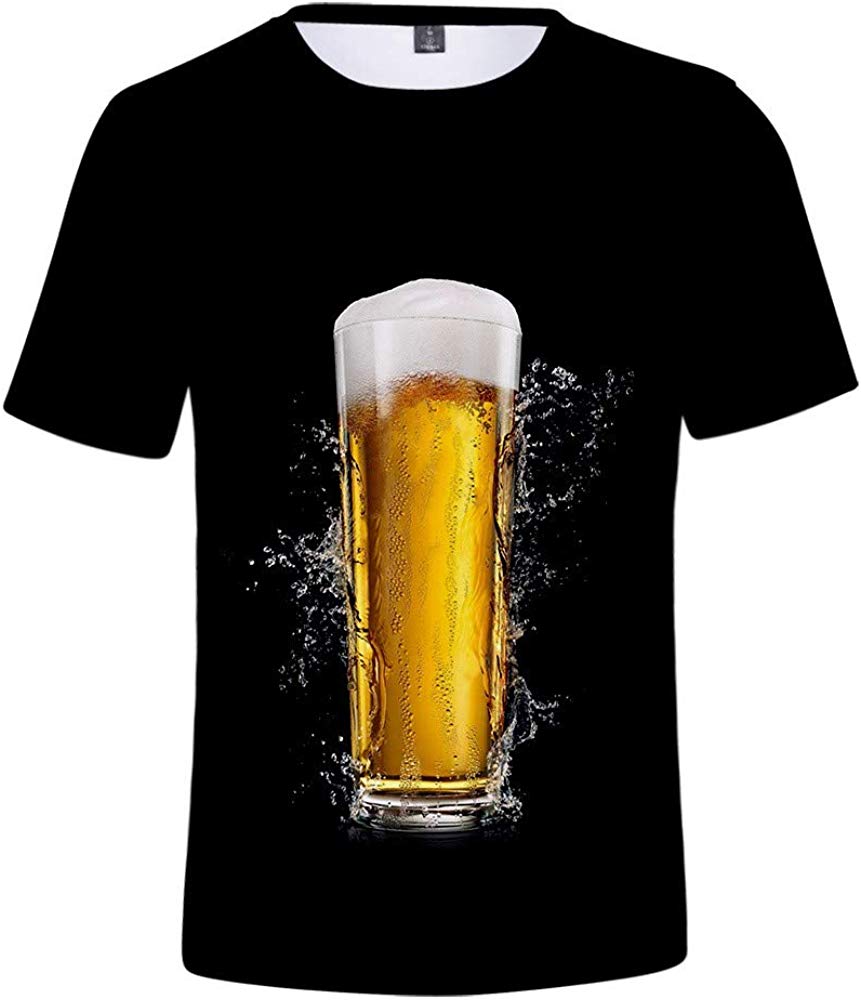 Men's Beer Festival Fashion 3D Printed Casual Short Sleeve Tops Black T-Shirts