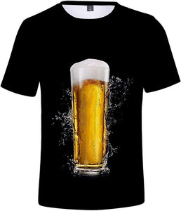 Men's Beer Festival Fashion 3D Printed Casual Short Sleeve Tops Black T-Shirts