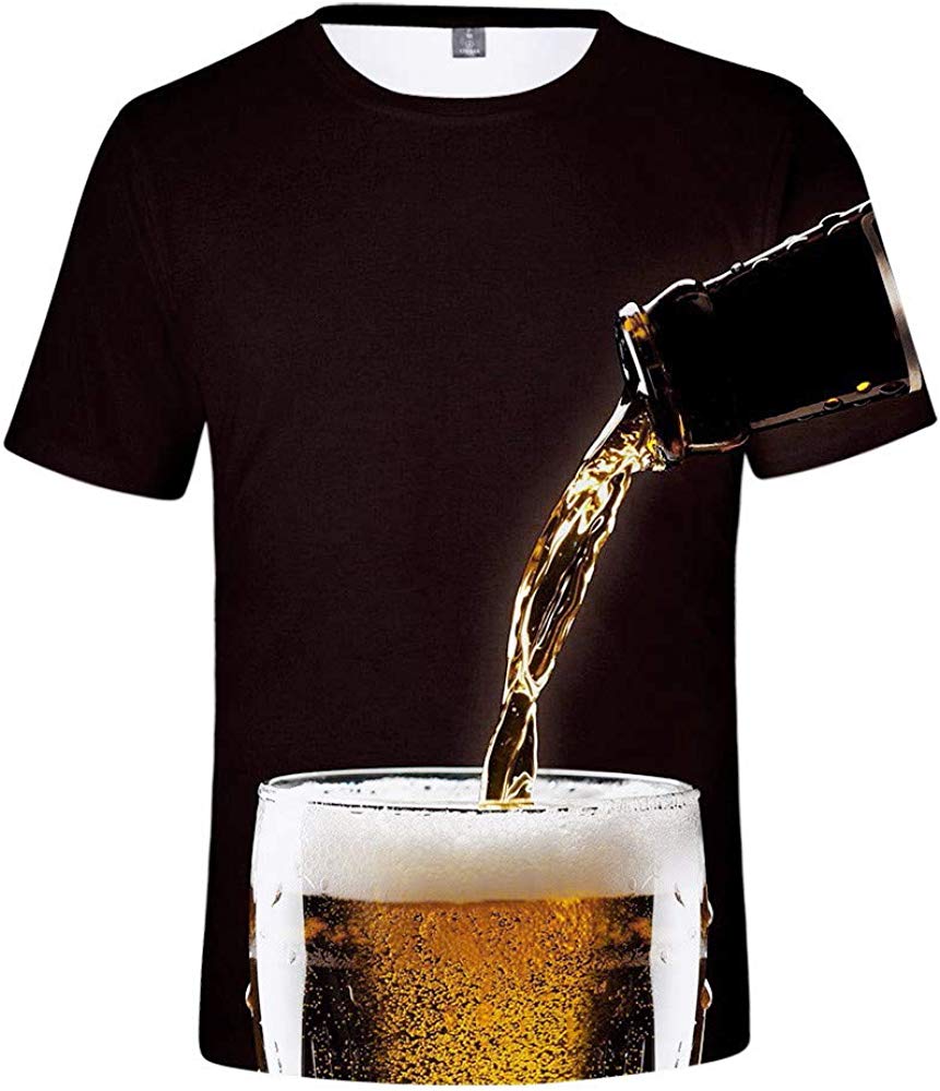 Men's Beer Festival Fashion 3D Printed Casual Short Sleeve Tops Coffee T-Shirts