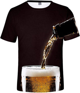 Men's Beer Festival Fashion 3D Printed Casual Short Sleeve Tops Coffee T-Shirts