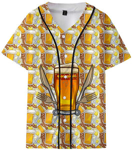 Men's Beer Festival Fashion 3D Printed Casual Short Sleeve Tops Gold T-Shirts