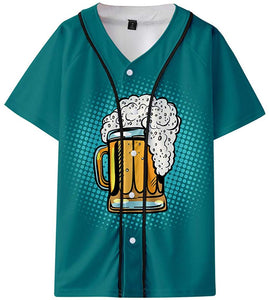 Men's Beer Festival Fashion 3D Printed Casual Short Sleeve Tops Green T-Shirts