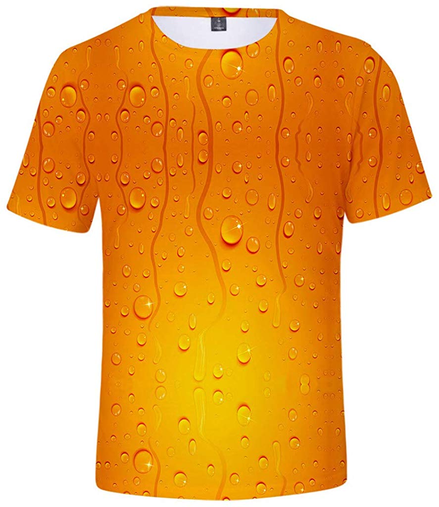 Men's Beer Festival Fashion 3D Printed Casual Short Sleeve Tops Orange T-Shirts