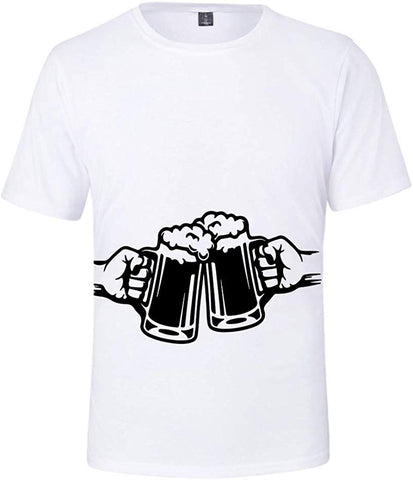 Men's Beer Festival Fashion 3D Printed Casual Short Sleeve Tops White T-Shirts