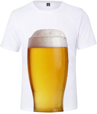 Men's Beer Festival Fashion 3D Printed Casual Short Sleeve Tops White T-Shirts