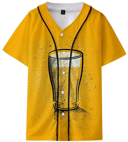 Men's Beer Festival Fashion 3D Printed Casual Short Sleeve Tops Yellow T-Shirts