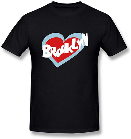 Men's Brooklyn 100% Cotton Crearivity Short Sleeve Black T-Shirts