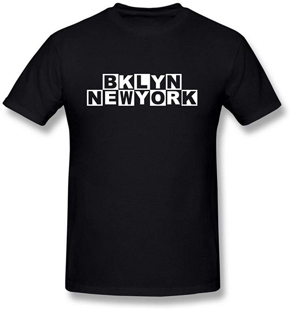 Men's Brooklyn 100% Cotton Crearivity Short Sleeve Black T-Shirts