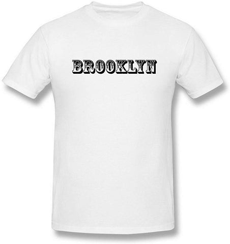 Men's Brooklyn 100% Cotton Crearivity Short Sleeve White T-Shirts