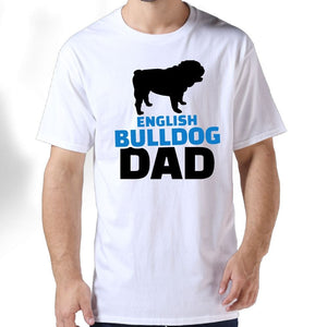 Men's Bulldog Dad Graphic Short Sleeve Tops White T-Shirts