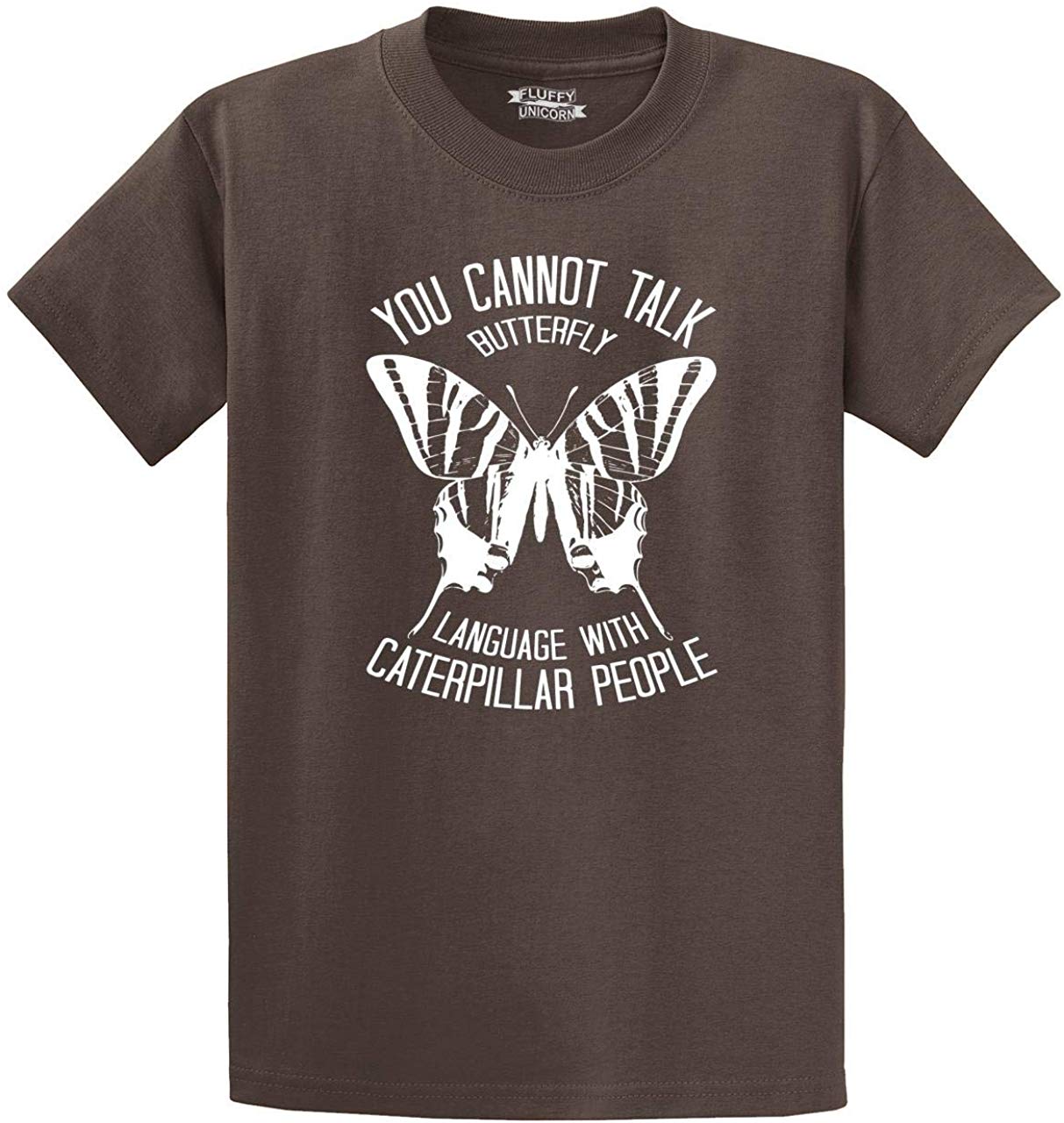 Men's Can't Talk Butterfly with Caterpillar Brown T-Shirts