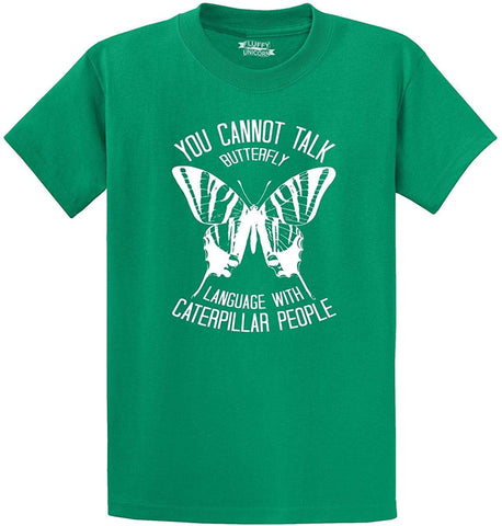 Men's Can't Talk Butterfly with Caterpillar Green T-Shirts