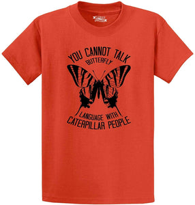 Men's Can't Talk Butterfly with Caterpillar Orange T-Shirts