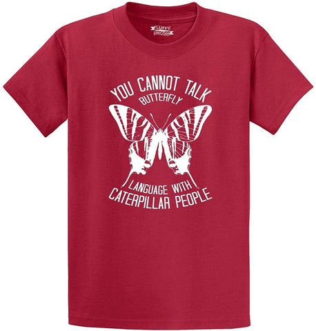 Men's Can't Talk Butterfly with Caterpillar Red T-Shirts