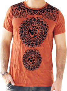 Men's Casual Om Graphic Orange T-Shirts