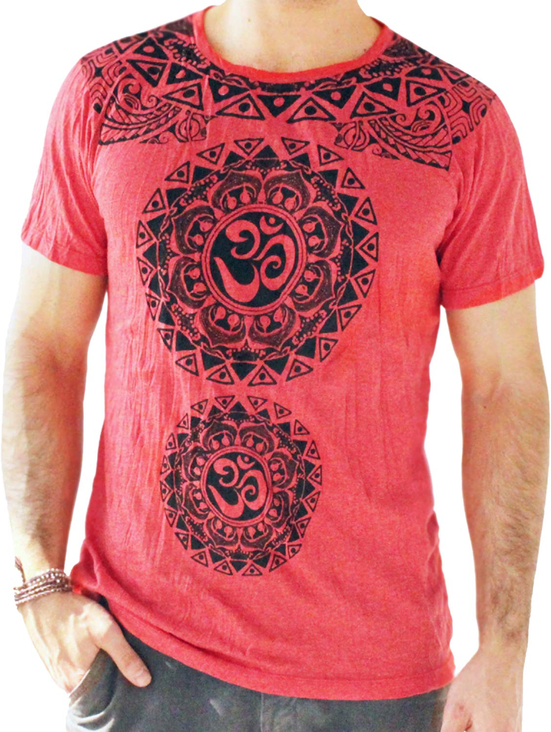 Men's Casual Om Graphic Red T-Shirts