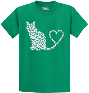 Men's Cat Hearts Green T-Shirts