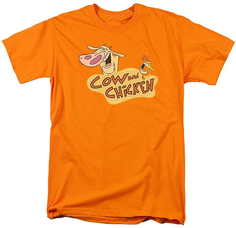 Men's Chicken Super Cow Logo Adult Orange T-Shirts