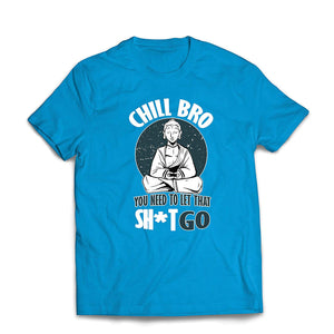 Men's Chill Bro-Yoga Buddha Funny Meditation Slogan Blue T-Shirts