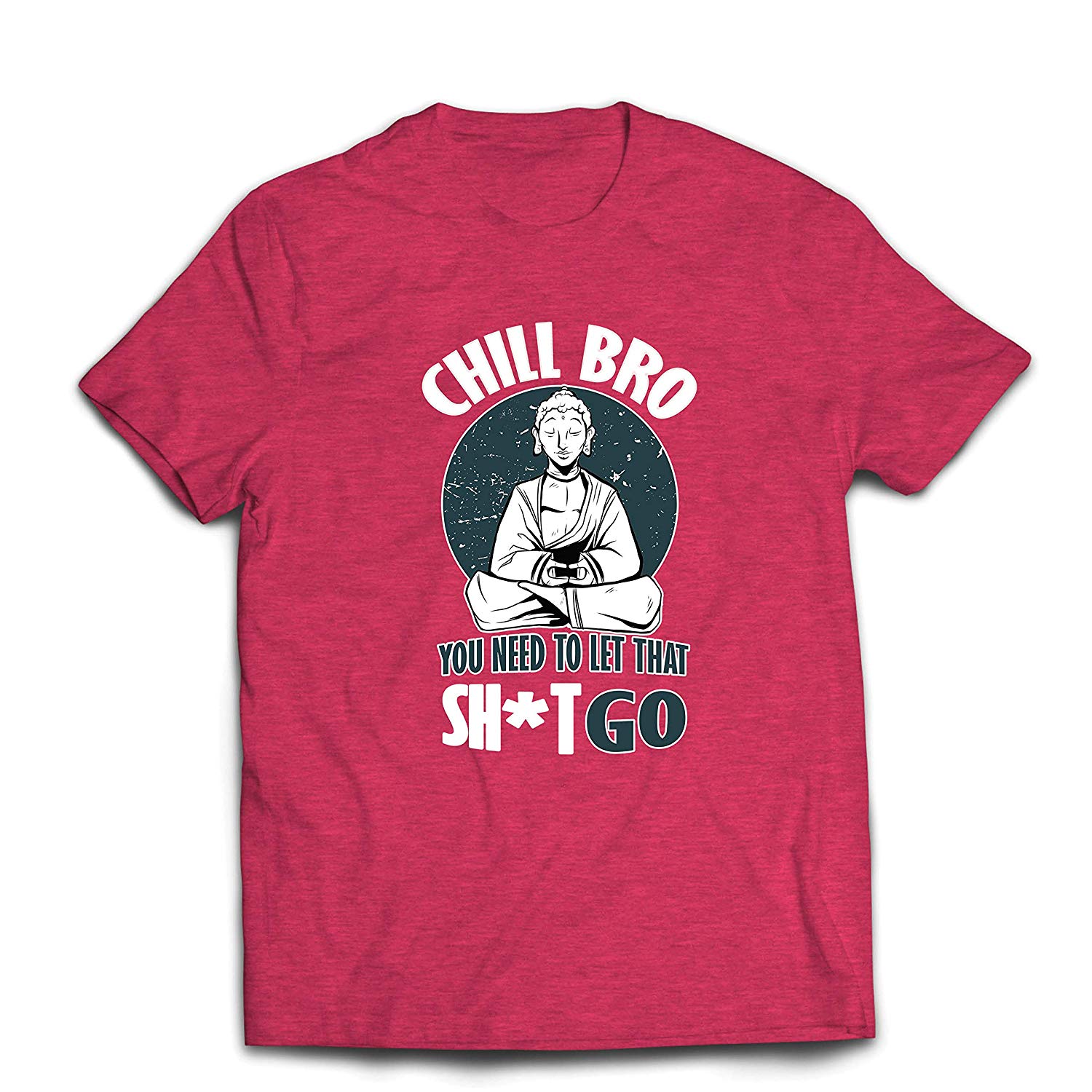 Men's Chill Bro-Yoga Buddha Funny Meditation Slogan Red T-Shirts