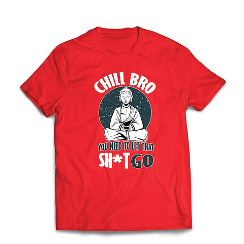 Men's Chill Bro-Yoga Buddha Funny Meditation Slogan Red T-Shirts