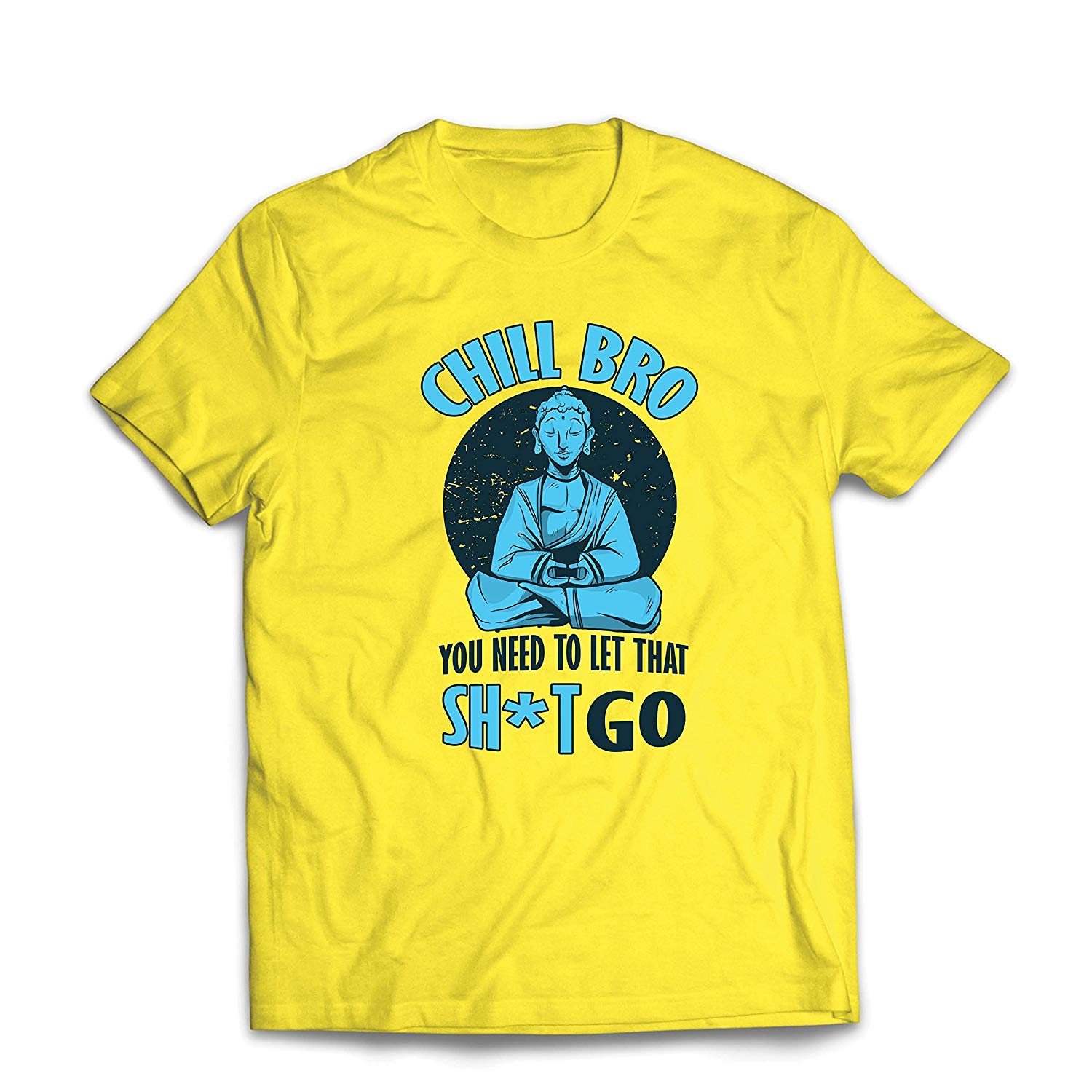 Men's Chill Bro-Yoga Buddha Funny Meditation Slogan Yellow T-Shirts