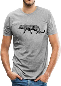 Men's Classic Cool Animal Leopard Short-Sleeve Gray T-Shirts