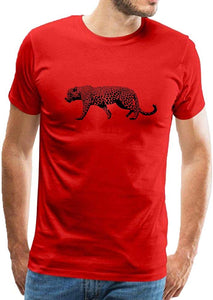 Men's Classic Cool Animal Leopard Short-Sleeve Red T-Shirts