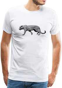 Men's Classic Cool Animal Leopard Short-Sleeve White T-Shirts